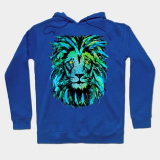 Bluish Grey Lion Head - Lion Portrait - Tigazprint Hoodie